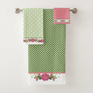 Fleur et points Wimsical rose et vert
