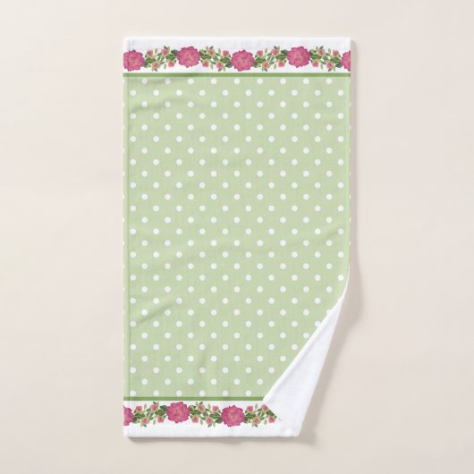 Fleur et points Wimsical rose et vert (Serviette à main)