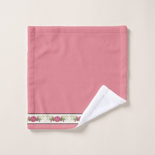 Fleur et points Wimsical rose et vert (Gant de toilette)