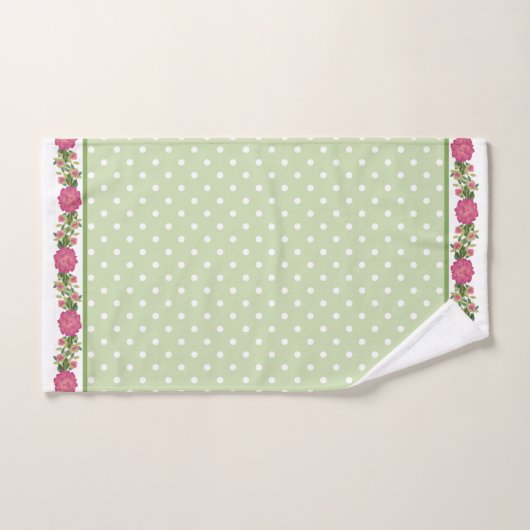 Fleur et points Wimsical rose et vert (Serviette à main)