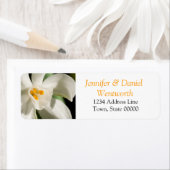 Fleur Étiquette de adresse blanc Lily (En situation)