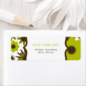 Fleur Étiquette de adresse - Fleurs Vert Rétro (En situation)