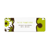 Fleur Étiquette de adresse - Fleurs Vert Rétro (Devant)