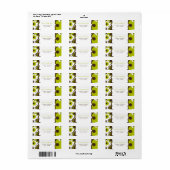 Fleur Étiquette de adresse - Fleurs Vert Rétro (Feuille entière)