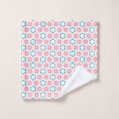 Fleur étoile rose motif points bleus (Gant de toilette)