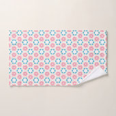 Fleur étoile rose motif points bleus (Serviette à main)