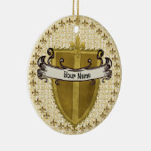 Fleur Family Crest Achternaam Keramisch Ornament (Rechts)