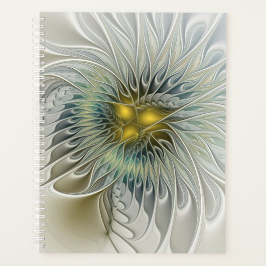 Fleur Fantastique Argent Doré Art Abstrait Fractal (Devant)