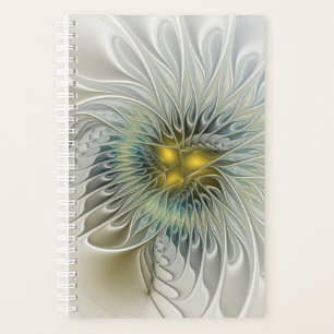 Fleur Fantastique Argent Doré Art Fractal Abstrait