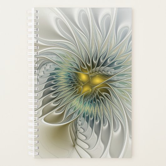 Fleur Fantastique Argent Doré Art Fractal Abstrait (Devant)