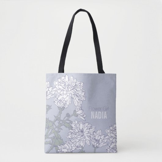 Fleur Fille chrysanthème blanc sac mariage gris (Devant)