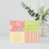 Fleur Fizz rose et vert ・ Invitation Baby shower (Debout devant)