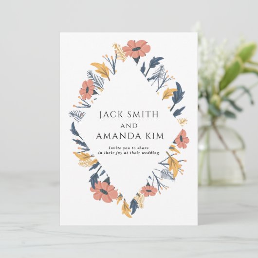 Fleur florale classique Invitations de mariage (Debout devant)