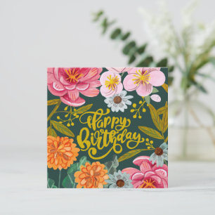 Fleur folklorique Carte de voeux Anniversaire