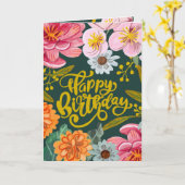 Fleur folklorique Carte de voeux Anniversaire (Fleur jaune)