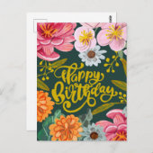 Fleur folklorique Carte de voeux Anniversaire (Devant / Derrière)