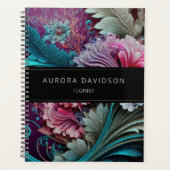 Fleur foncée Turquoise Aquarelle violette Florale (Devant)