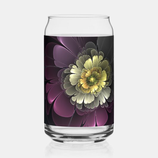 Fleur fractale grise de pourpre moderne abstraite (Recto)