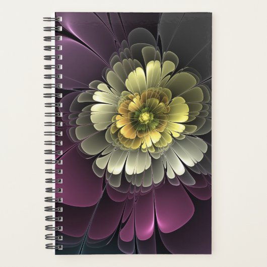 Fleur fractale grise et pourpre moderne abstraite (Devant)