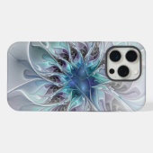 Fleur fractale moderne abstraite avec du bleu (Verso Horizontal)