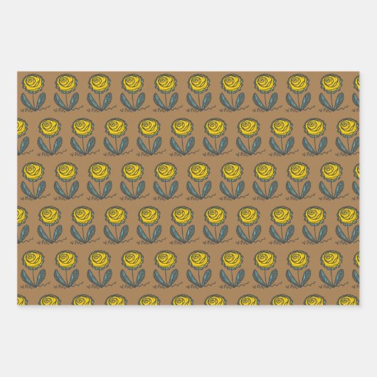 Fleur frénésie arty et papier d'emballage brillant (Devant 3)