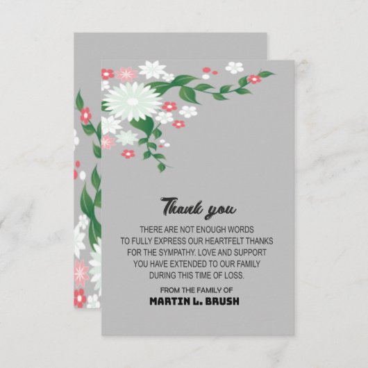 Fleur funéraire Sympathy MERCI Message (Devant / Derrière)