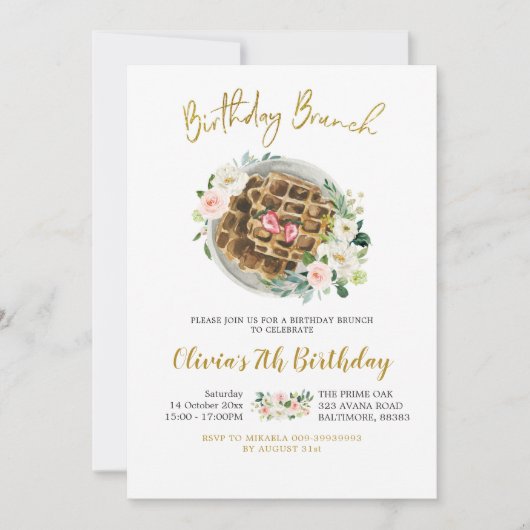 Fleur gaule Anniversaire Brunch Invitation (Devant)