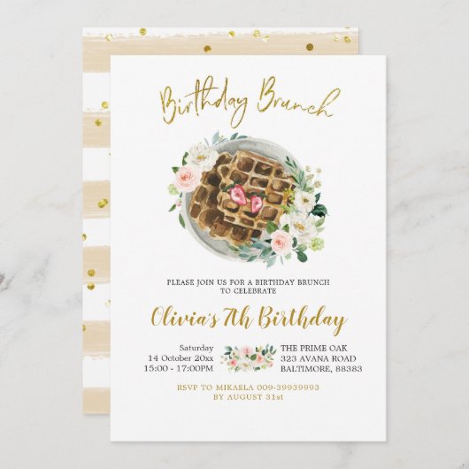 Fleur gaule Anniversaire Brunch Invitation (Devant / Derrière)