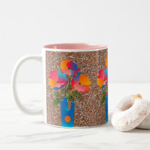 Fleur géométrique colorée Art café Mug