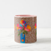 Fleur géométrique colorée Art café Mug (Centre)