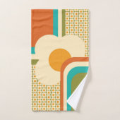 Fleur géométrique rétro des années 70 (Serviette à main)