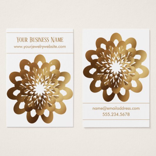 Fleur Gold Burst sur présentoir à boucles d'oreill (Devant & derrière)