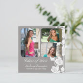 Fleur grise 3 fête de graduation photo faire-part (Debout devant)