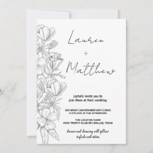 Fleur grise Art mariage invitations