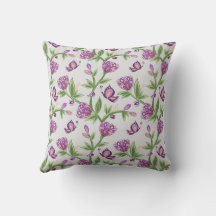 Fleur grise et violette coussin aux papillons
