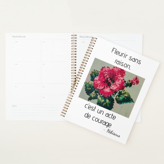 Fleur hibiscus en pixel art planner (Display)