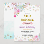 Fleur hiver onederland invitation (Devant / Derrière)