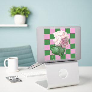 Fleur Hydrangea sur le plaisir À damiers Sticker