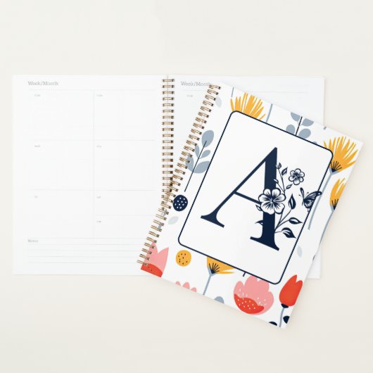Fleur imprimée monogramme initiales nom minimalist (Devant avec enveloppe)