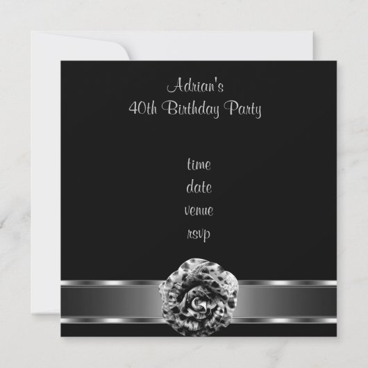 Fleur Invitation Black Grey Fabulous 40e (Dos)