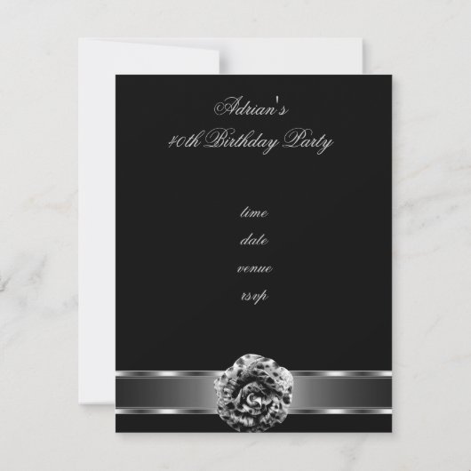 Fleur Invitation Black Grey Fabulous 40e (Dos)