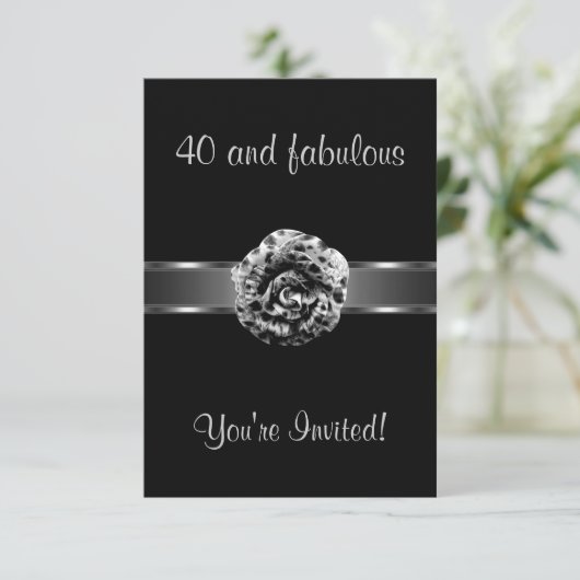 Fleur Invitation Black Grey Fabulous 40e (Debout devant)