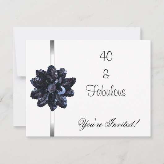 Fleur Invitation de la partie Black Sequin Fabuleu (Devant)