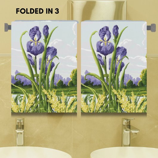 Fleur Iris violet + Green Field Art Botanique