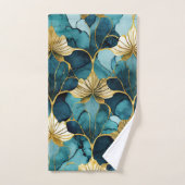 Fleur Japonaise Sarcelle Or (Serviette à main)