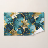 Fleur Japonaise Sarcelle Or (Serviette à main)