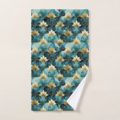 Fleur Japonaise Sarcelle Or (Serviette à main)