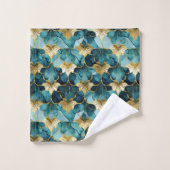 Fleur Japonaise Sarcelle Or (Gant de toilette)