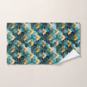 Fleur Japonaise Sarcelle Or (Serviette à main)