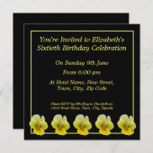 Fleur jaune 60e anniversaire Invitations (Devant / Derrière)